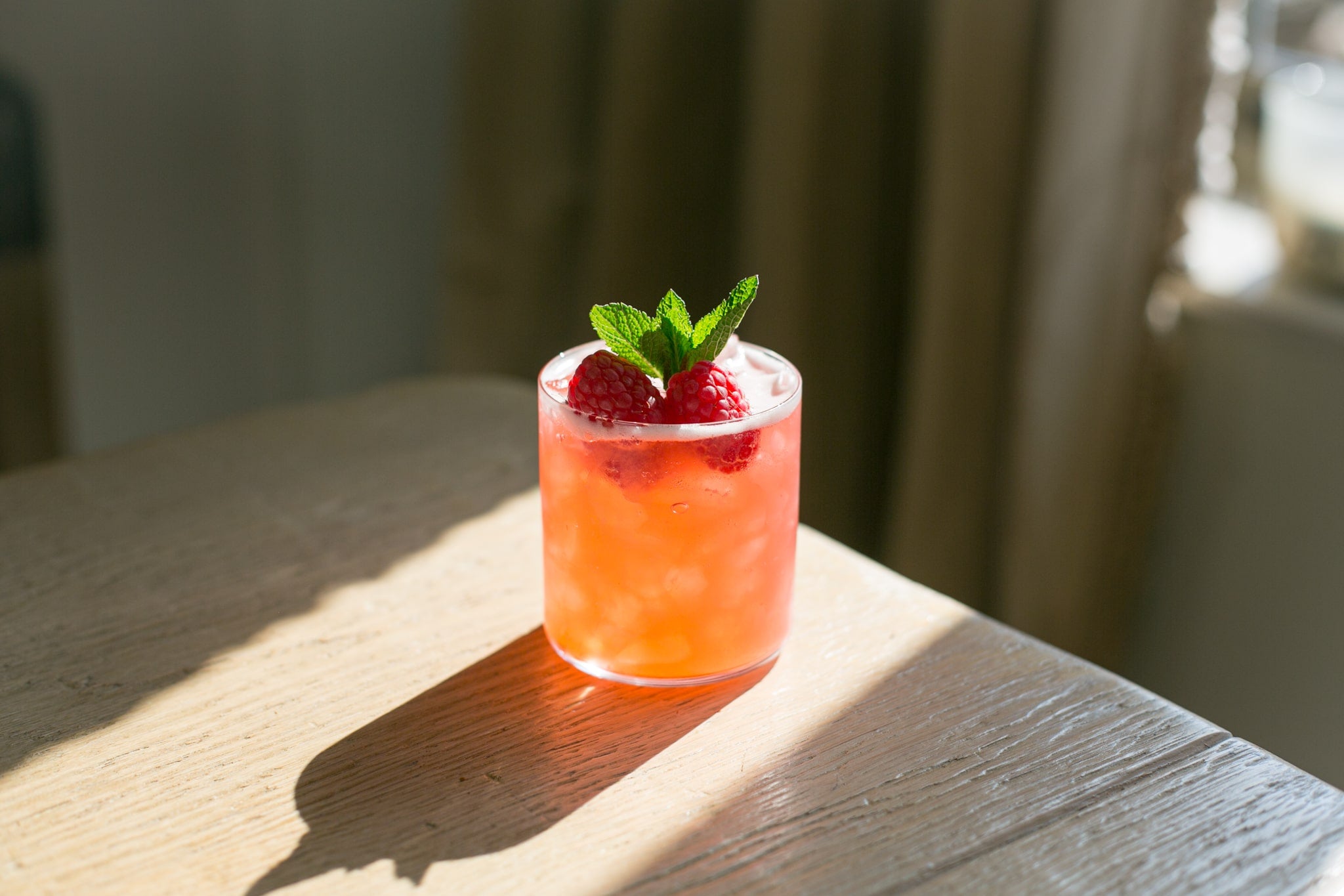 raspberry and elderflower cooler cocktail