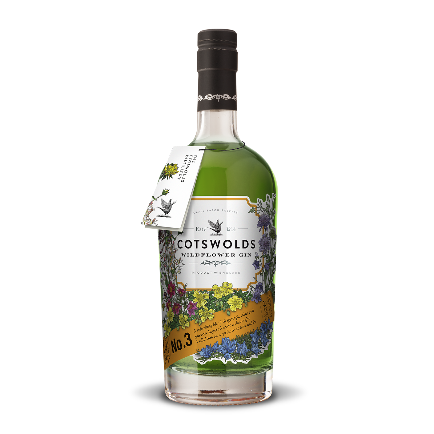 cotswolds no.3 wildflower gin bottle