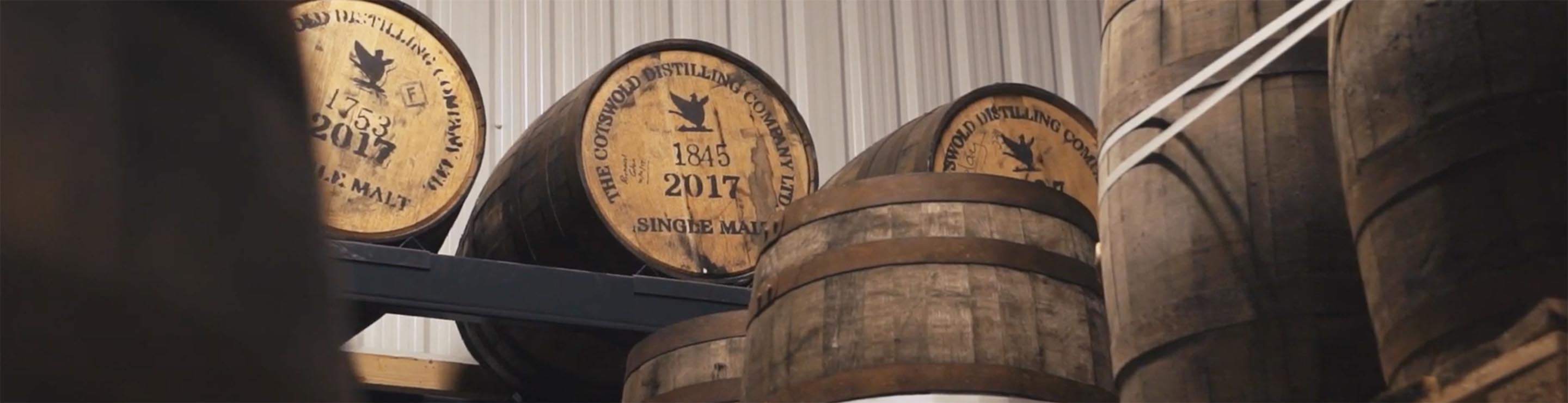 whisky barrels in the warehouse