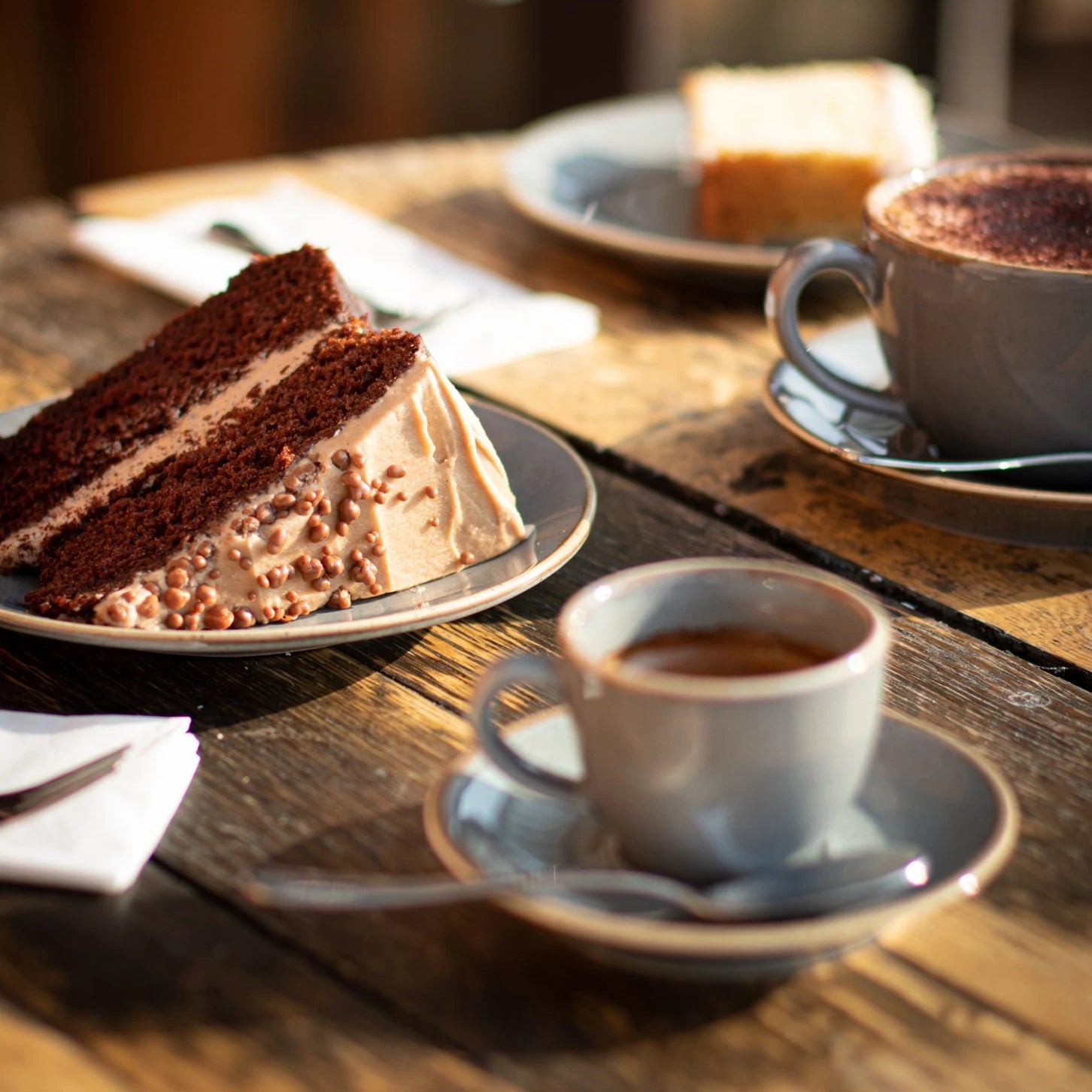 coffee and cake on table