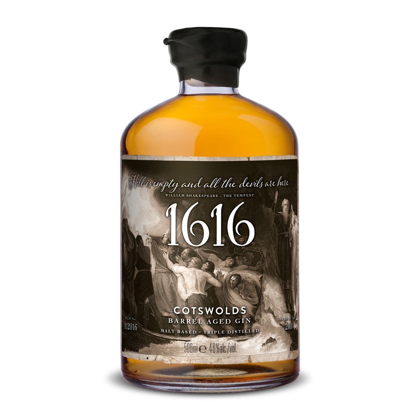 cotswolds 1616 barrel-aged gin bottle