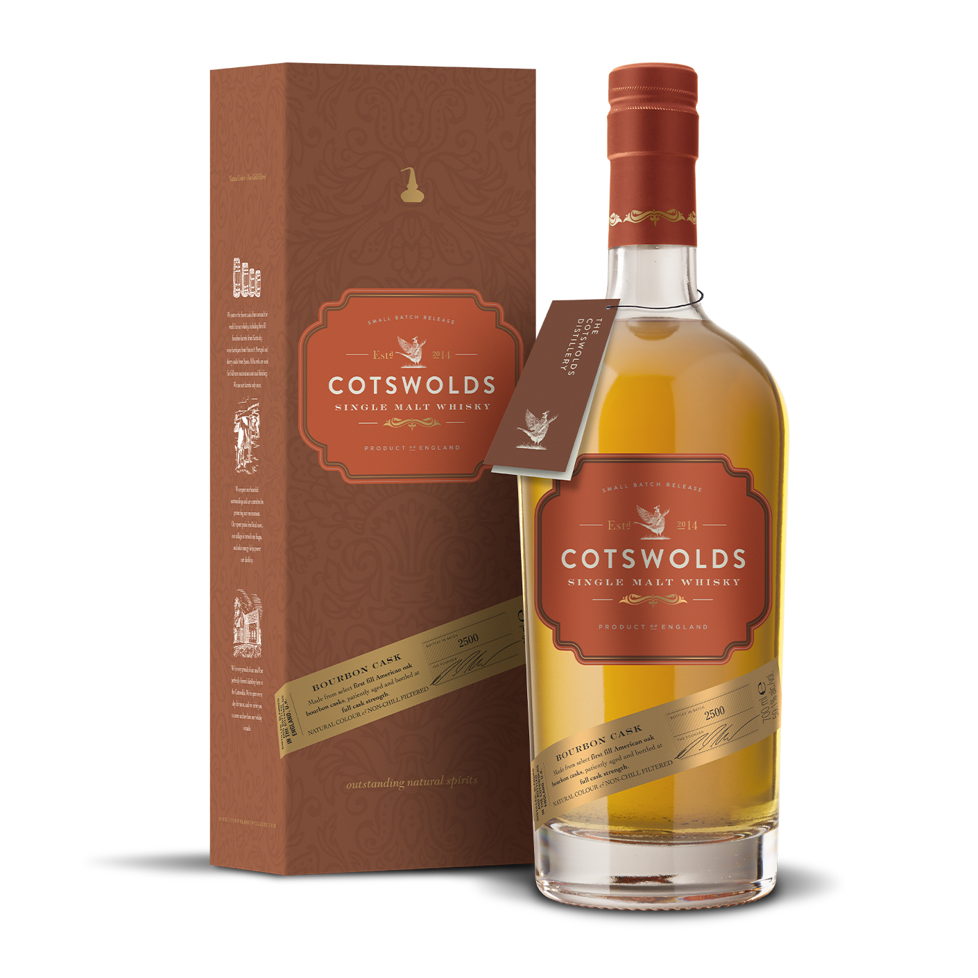 cotswolds bourbon cask single malt whisky bottle with gift box