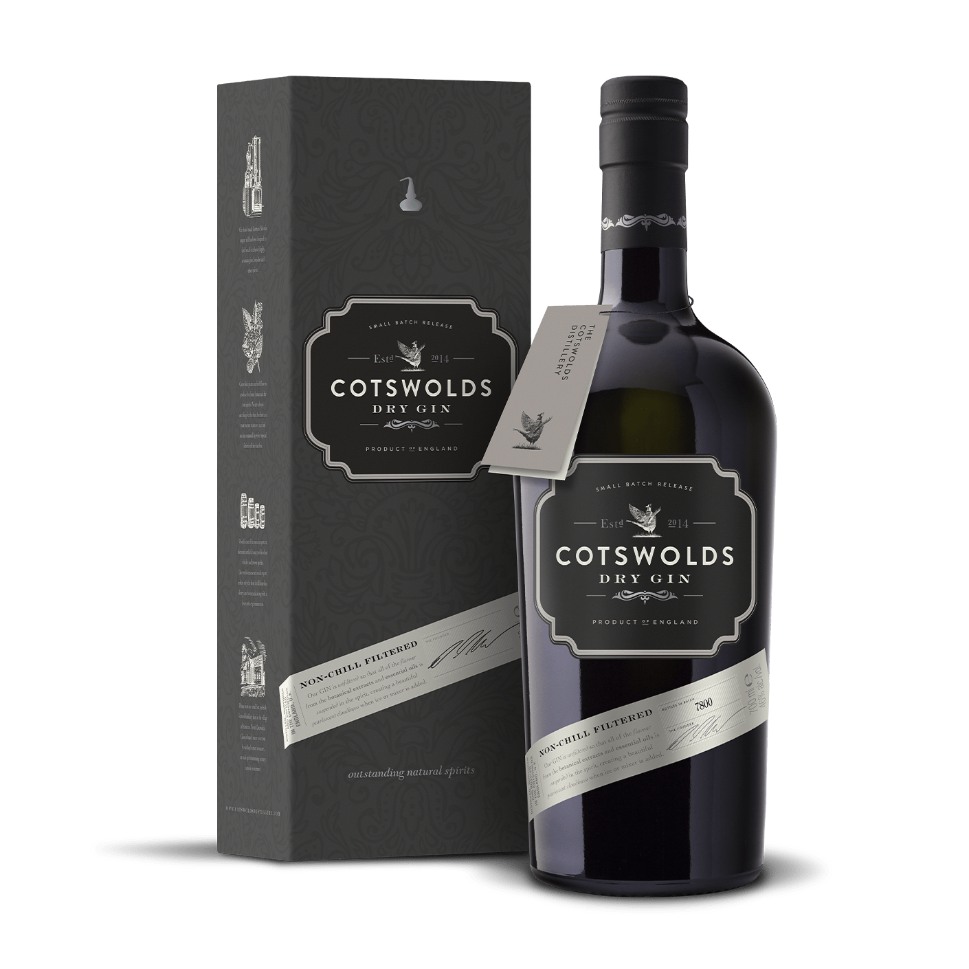 cotswolds dry gin bottle and gift box